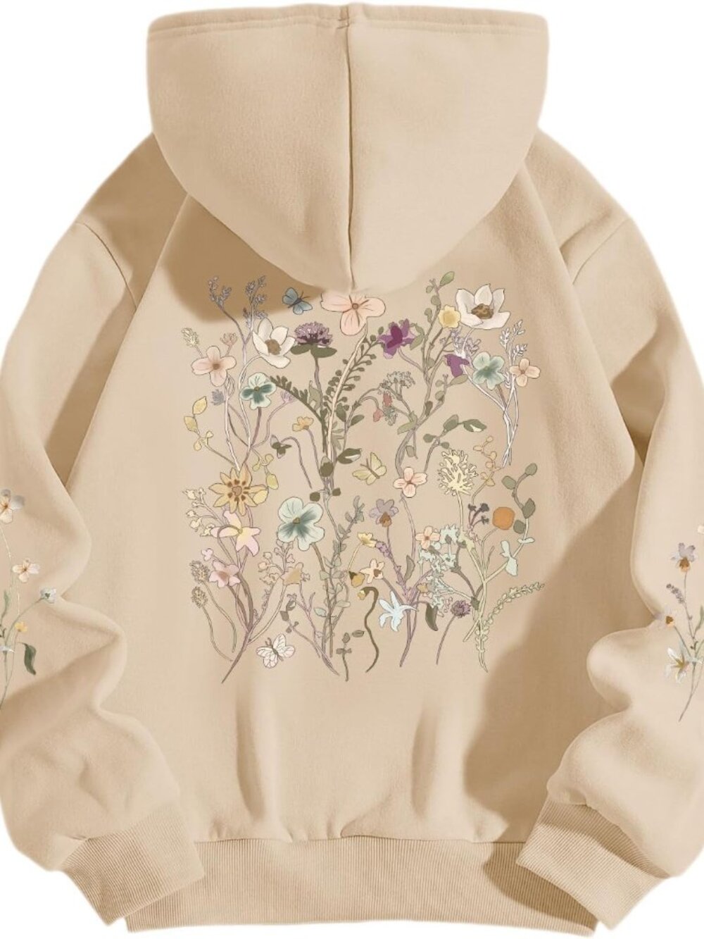 Women's Floral Printed Hoodies Vintage Aesthetic Flower Graphic Sweatshirt Cute